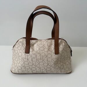 Calvin Klein Beige and Brown Satchel